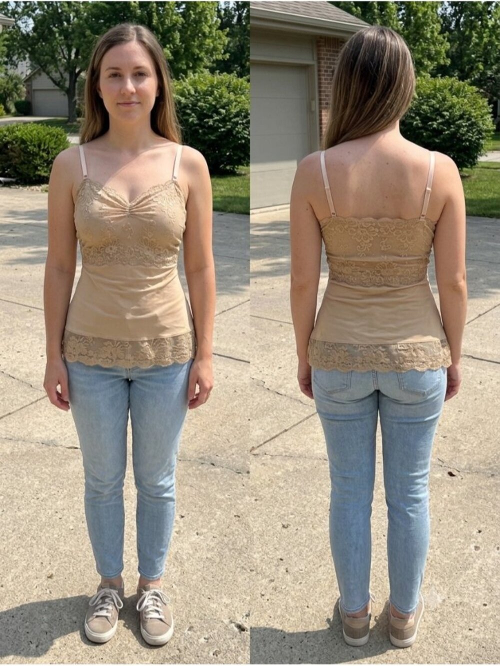 Assets by Sara Blakely Spanx Lace Trim Shapewear Camisole Tank Top Nude Beige XL